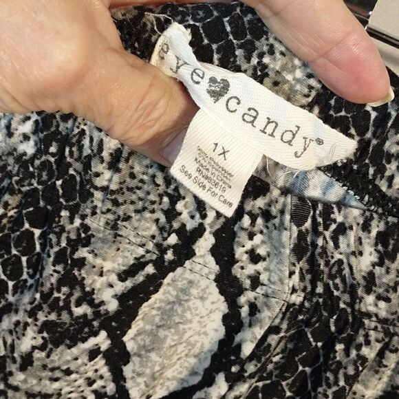 Eye Candy Snakeskin Print Bell Bottom Women's Leggings - Picture 4 of 7